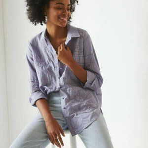 Anthropologie Handkerchief Buttondown Eyelet Top M